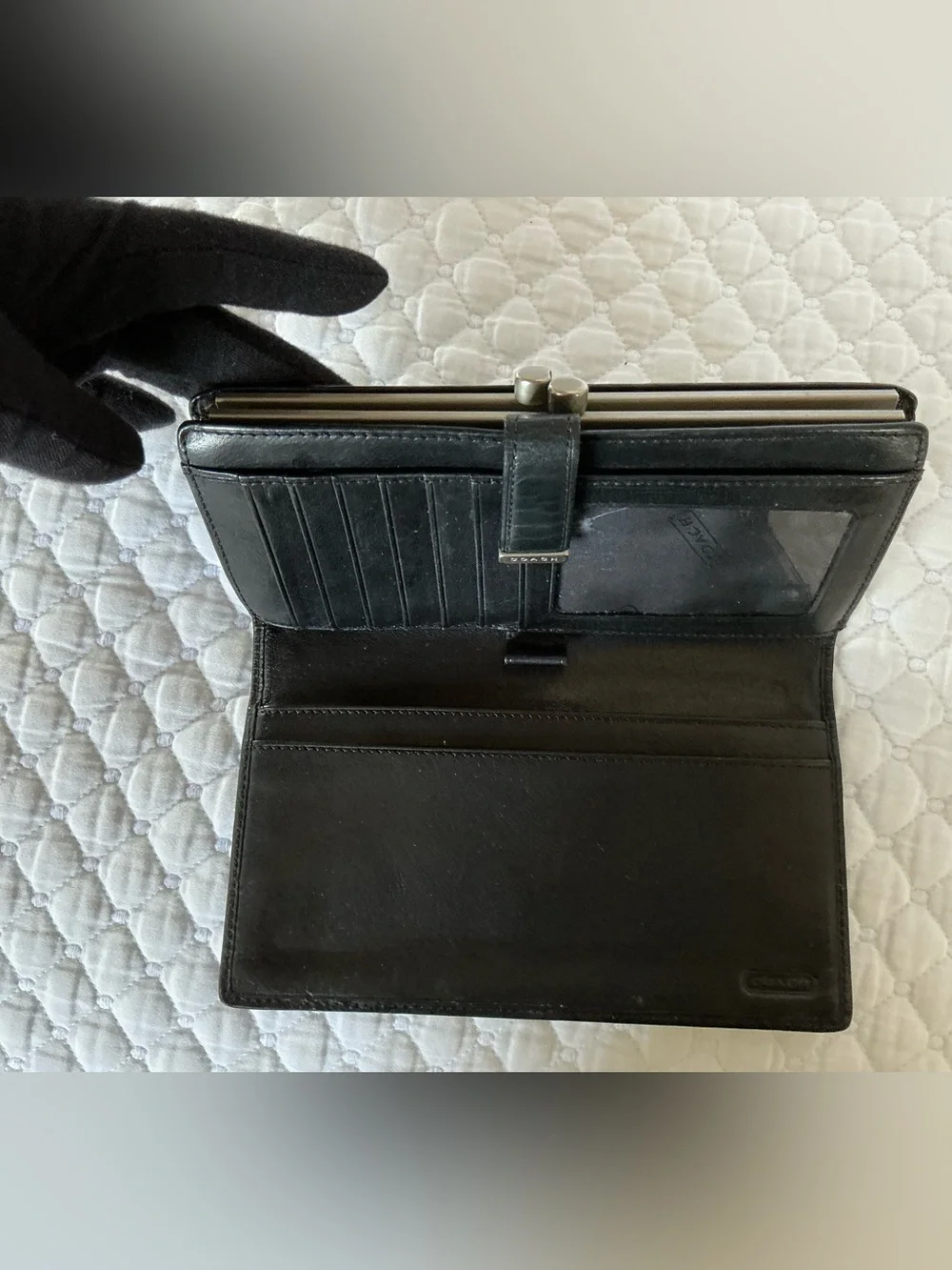 COACH Black Leather Men's Card Holder with Embossed Logo